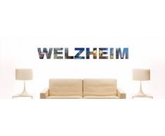 Wandtattoo farbige Wandschrift Städtename Welzheim mit Sehenswürdigkeiten 180 x 22 cm Länge