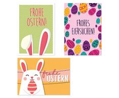 15 Oster-Karten in 3 verschiedenen Oster-Motiven I dv_039 I DIN A6 I Grußkarten Postkarte im Set mit Umschlägen Frohe Ostern blanko ohne Text