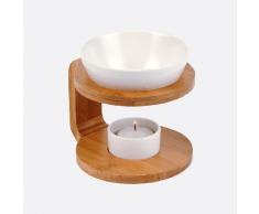 Duftlampe rund aus Bambus/ Keramik H: 12,5 cm