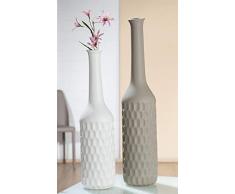 GILDE Keramik Flaschenvase Martellare VE 2 so matt glasiert, weiß Greige B x H x L 0 x 50 x 0 cm Set 2 Stück