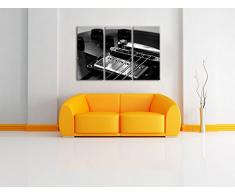 Gitarre schwarz weiß, Guitar, 3-Teiler Leinwandbild 120x80 Bild auf Leinwand, XXL riesige Bilder fertig gerahmt mit Keilrahmen, Kunstdruck auf Wandbild mit Rahmen, gänstiger als Gemälde oder Ölbild, kein Poster oder Plakat
