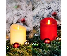 IC Duft-LED Kerze aus Echtwachs mit Duft-Pad und virtuelle Flamme, Timer. Duftkerze mit LED Effekt-Flamme (Cremeweiß, 22 cm)