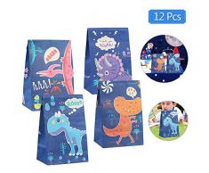 Sunshine smile Dinosaurier Papiertüten,Partytüten Papier,Geschenktüten Dino,Tüten Papier Geschenk,Geschenktüten zum Befüllen,Papiertüten für Kindergeburtstag Mitgebsel