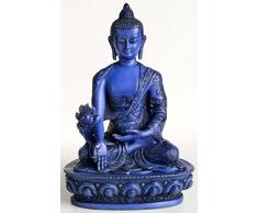 BUDDHAFIGUREN/Billy Held Medizinbuddha Buddha Statue, Resin, Blau 20 cm