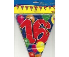 1 WIMPELKETTE L: 10 m 16.Geburtstag GIRLANDEN PARTY DEKO