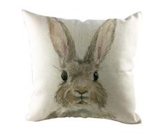 Dasongff Ostern Kissenbezug 45x45 Vintage Kissenhüllen Osterhase Kissen Kaninchen Tier-Motiv Wurfkissen (B1, 45cm x 45cm)
