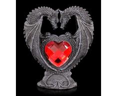 Figuren Shop GmbH Fantasy-Figur Drachen- Liebespaar mit rotem Herz | Dekofigur, Handbemalt