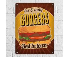 Metallschild mit American Diner Classics - Burgers Motiv - ein cooles Metallschild von trendaffe - passende weitere Begriffe dazu: American Diner Burger Hamburger Cheeseburger retro Vintage Grill Essen Restaurant Fast Food Blechschild