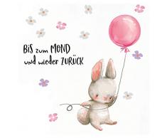 Little Deco Mädchen Wandtattoo Kinderzimmer Hase mit rosa Ballon Spruch Bis zum Mond Wandaufkleber Blumen Babyzimmer Aufkleber Wandsticker Tiere Kinder DL209-1