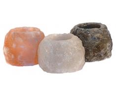 HIMALAYA SALT DREAMS - Salzkristall Teelichthalter Set ROCK-TRIO