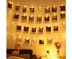 LED Foto Clip Lichterketten - 16.4 ft / 5M 40 Foto Clips Batteriebetriebene Foto Clips Lichterketten für die Dekoration Hängendes Foto, Notizen, Weihnachtskarten, Artwork (Warmweiß)