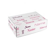 Herz & Heim® Geschenkkarton mit Namen in verschiedenen Schriftarten und Wunschtext zum Geburtstag/Geburt/Vatertag etc. Rosa