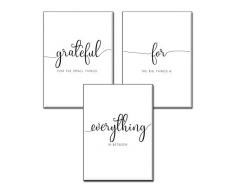 4Good Wandbilder Wohnzimmer als lustige Sprüche, Motivations Bilder fürs Büro oder die Küche, Bild mit Spruch als Schlafzimmer Poster ohne Rahmen (geateful A4)