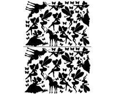 ilka parey wandtattoo-welt Aufkleber Sticker Glassticker Partyaufkleber Elfen Feen und Einhörner mit Schmetterlingen M2011 - ausgewählte Farbe: *pink*