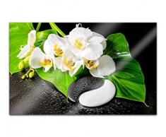 Acrylglasbilder 80x50cm Wellness Yin Yang Blätter Stein Spa Orchidee Feng Shui Acryl Bilder Acrylbild Acrylglas Wand Bild 14H1011