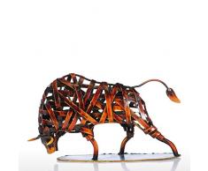 Tooarts Metall Geflochtene Rind Deko Skulptur Dekofigur Moderne Skulptur zum Dekorieren Rot