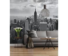 Sunny Decor - Fototapete NYC BLACK AND WHITE - 368 x 254 cm - Tapete, Wand Dekoration, New York, Empire, Amerika - SD323
