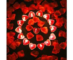 Bdecoll Tischdekoration Valentinstag,Liebeskerzen Kerzen rauchfreie Teelicht | 1000Seide Rosen Blätter Romantische Atmosphäre und Hochzeit, Geburt, Taufe, Valentinstag, Geburtstag Party Dekoration