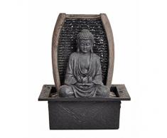 Dehner Zimmerbrunnen Zen-Buddha mit LED Beleuchtung, ca. 26 x 18 x 21 cm, Polyresin, grau