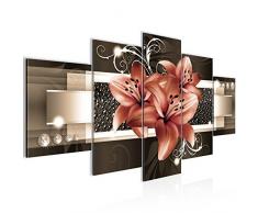 Bilder Blumen Lilien Wandbild Vlies - Leinwand Bild XXL Format Wandbilder Wohnung Deko Kunstdrucke - MADE IN GERMANY - Fertig zum Aufhängen 008653b