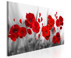 decomonkey Bilder Blumen Mohnblumen rot 150x50 cm 1 Teilig Leinwandbilder Bild auf Leinwand Vlies Wandbild Kunstdruck Wanddeko Wand Wohnzimmer Wanddekoration Deko Natur Weiß modern