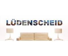 INDIGOS UG - Wandtattoo Wandsticker Wandaufkleber - Aufkleber farbige Wandschrift Städtename Städtename Lüdenscheid mit Sehenswürdigkeiten 40 x 5 m Länge