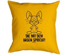 Deko für Ostern! Kissen mit Füllung fürs Osterfest - Die mit dem Hasen spricht! Lustiges Geschenk für den Osterhasen!