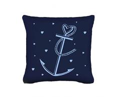 ilka parey wandtattoo-welt® Kissen Dekokissen Küstenliebe mit Anker und kleinen Herzen inklusive Füllung k53 - ausgewählte Farbe: *dunkelblau*