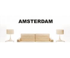 INDIGOS UG - Wandtattoo Wandsticker Wandaufkleber Aufkleber - W1127 Mehrfarbige Wandschrift mit Sehenswürdigkeiten und Stadtnamen Stadt Amsterdam 180x19