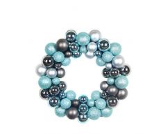 GLITZFAS Weihnachtskranz, Kugelkranz Türkranz aus 55 Weihnachtskugeln Weihnachtsdeko Deko-Kranz Weihnachten Thema (Blau)