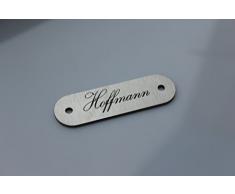 Edelstahl Türschild mit Gravur | Namensschilder Briefkastenschild selbstklebend oder mit Bohrlöcher 7x2 cm mehr als 80 Motive Klingelschilder - Türschilder für die Haustür mit Namen selbst gestalten