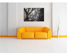 einsamer Baum in tristem Grau schwarz/weiß Format: 60x40 auf Leinwand, XXL riesige Bilder fertig gerahmt mit Keilrahmen, Kunstdruck auf Wandbild mit Rahmen, günstiger als Gemälde oder Ölbild, kein Poster oder Plakat