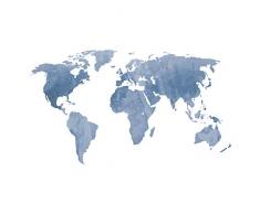 decalmile Wandtattoo Weltkarte Moderne Blau Wandsticker Wandaufkleber Wanddeko für Wohnzimmer Schlafzimmer Kinderzimmer (131 x 75 cm)