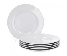 Van Well Trend 6er Set Dessertteller, flach Ø 20 cm weiß Porzellan Geschirr Frühstücksteller