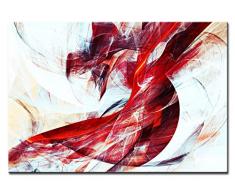 Berger Designs - Bild auf Leinwand als Kunstdruck in verschiedenen Größen. Abstrakt in Rot und Weiss. Beste Qualität aus Deutschland (80 x 60 cm (BxH))