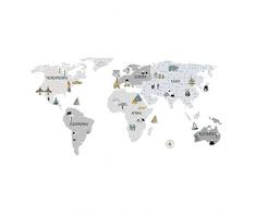 Wandtattoo Wandaufkleber Sticker Kinderzimmer 3D XXL Graue Weltkarte S - 100x50 cm Deko Natur Wandsticker Baby Mädchen Junge