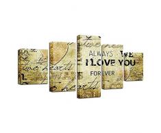 Iejsgfj Bild auf leinwand 5 teilig Retro literarische Romantik Leinwandbilder Wandbilder Wohnzimmer Wohnung Weihnachten GeschenkDeko Kunstdrucke Fertig zum Aufhängen modernes 150x80 cm