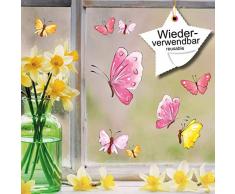 Wandtattoo-Loft Fensterbilder Frühling Pastell Schmetterlinge 10 Fensteraufkleber im Set wiederverwendbar Ostern