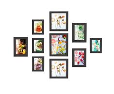 MVPower Bilderrahmen 10er Set Fotorahmen mit Bildabdeckung aus Glas Foto Collage von 4 STK. 10 * 15cm, 3 STK. 13 * 18cm, 2 STK.20 * 20cm, 1 STK. 20 * 25cm, Poster hausdeko (Schwarz)