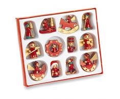 noTrash2003 12er Set Verschiedene Christbaumschmuck Anhänger aus Holz, handbemalt