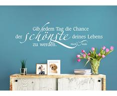 Wandaro W3459 Wandtattoo Zitat Gib Jedem Tag die Chance. I weiß 80 x 27 cm I Flur Wohnzimmer Selbstklebend Aufkleber Wandaufkleber Wandsticker