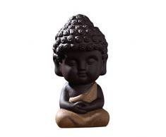 Balacoo Kleine Buddha-Statue Kleiner Mönch Buddha-Figur Tathagata-Skulpturen Aquarium Aquarium Dekor Auto Home Ornament (Dunkelgelb)
