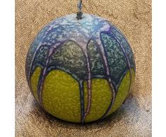 Kugelkerze, Durchmesser 8 cm, Hellgrüne Kerze mit bunter kristalliner Maserung, Advent, Weihnachten, Geschenk, Hochzeitstag, Freundin, Frau, Geschenk