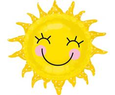 Amscan 2451901 Sunshine Sun Folienballon lachende Sonne, Nicht zutreffend, mehrfarbig