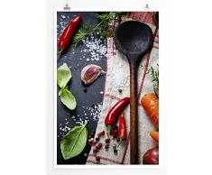 EAU ZONE Home Bild - Food-Fotografie – Holzlöffel mit Gemüse- Poster Fotodruck in höchster Qualität