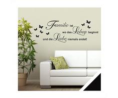Exklusivpro Wandtattoo Spruch Worte Familie ist Leben Liebe inkl. Rakel (zit46 schwarz) 150 x 51 cm mit Farb- u. Größenauswahl