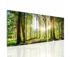 Bilder Wald Landschaft Wandbild 200 x 80 cm Vlies - Leinwand Bild XXL Format Wandbilder Wohnzimmer Wohnung Deko Kunstdrucke Braun 5 Teilig - MADE IN GERMANY - Fertig zum Aufhängen 503855a