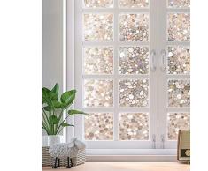 rabbitgoo Fensterfolie 3D Folie für Fenster Dekorfolie Sichtschutzfolie Statisch Glasfolie Selbsthaftend Anti-UV Stein 44.5 x 200 cm
