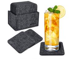 MOSUO Filzuntersetzer (12er Set), Untersetzer Fil Getränkeuntersetzer mit Box Viereckig Dekorative, Untersetzer Gläser Glasuntersetzer Filz für Tassen, Tisch, Bar, Glas, Gläser