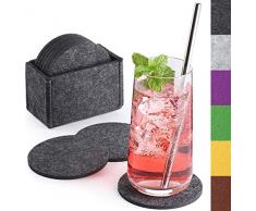 Sidorenko Filz Untersetzer rund für Gläser - 10er Set Ink. Box - Design Glasuntersetzer in dunkelgrau für Getränke, Tassen, Bar, Glas - Premium Tischuntersetzer Filzuntersetzer